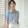 Fashionable polo collar short-sleeved shirt for women's summer 2024, a new stylish professional shirt and top for women details Picture
